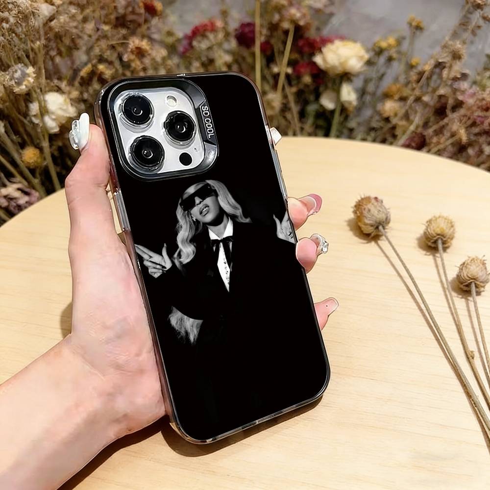 Singer B-Beyonce Phone Case For iPhone 17,16,15,14,13,12,11 Plus,Pro Max,XS,Colorful Silver Black Cover