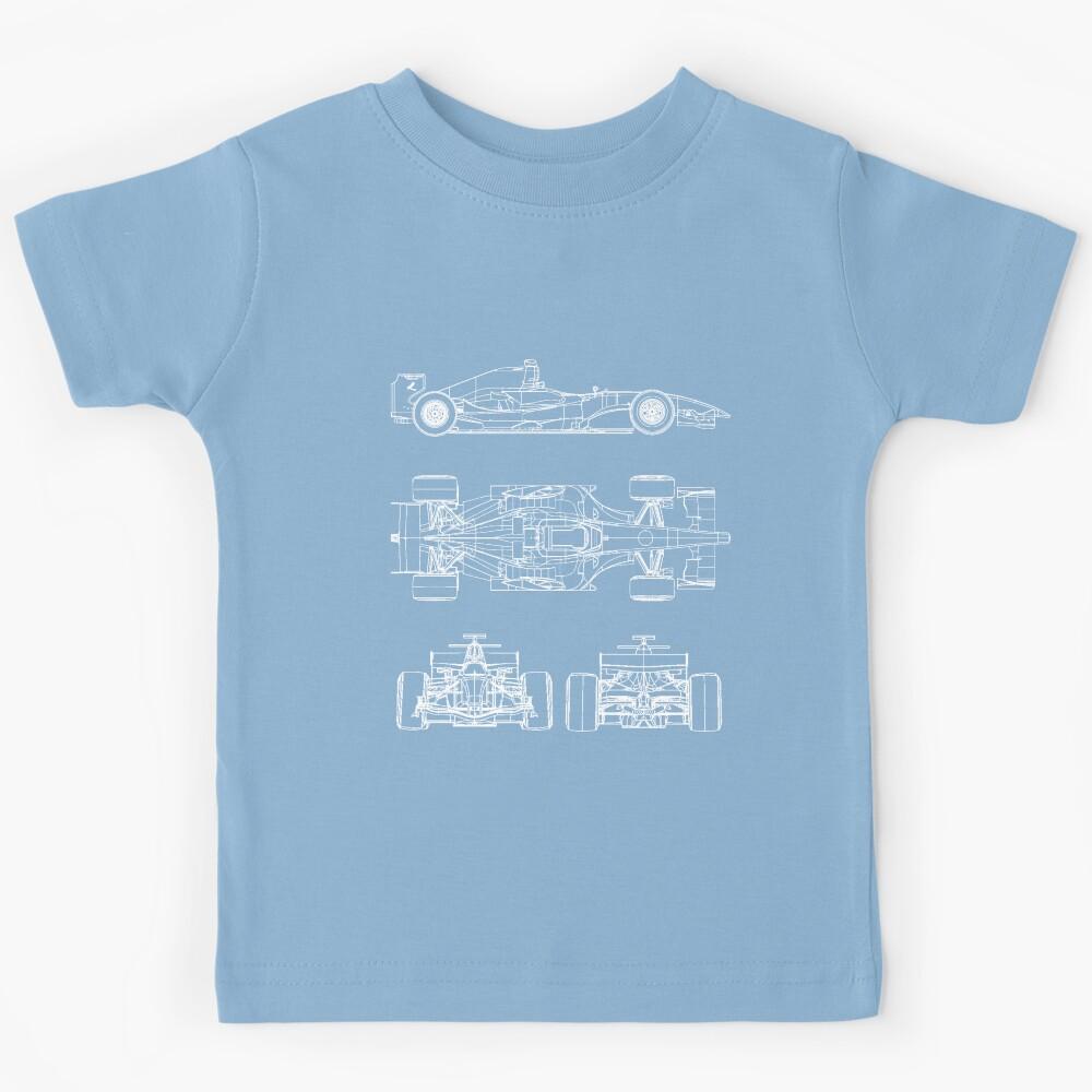 Racing car blueprint project blue Kids T-Shirt 170