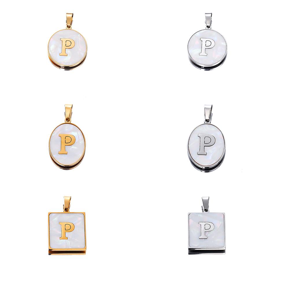 1Pcs Stainless Steel With Pinch Bail Clasps Imitation Pearl Letter Charms Pendant For Necklace DIY Jewelry Making Accessories