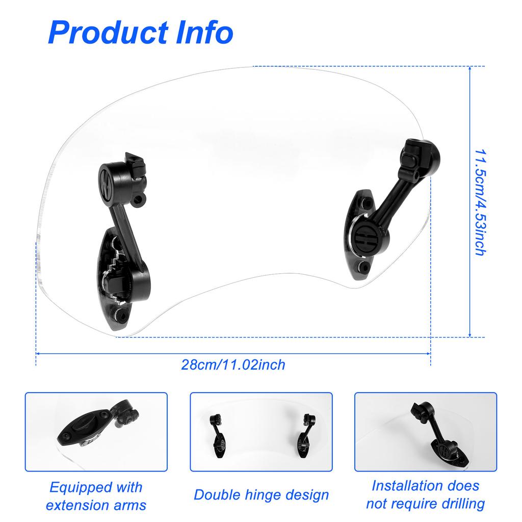 Motorcycle Windshield Adjustable Motorbike Universal Clear Windshield Reusable Transparent Motorcycle Modified Wind Deflector