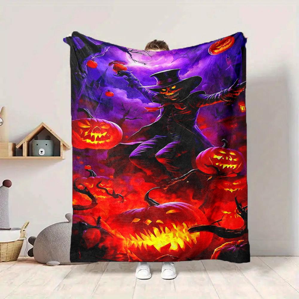 1 Stück Halloween Kürbis Laternen Decke, Überwurf für Sofa, Bett, Reisen, Camping, Wohnzimmer und Bett, Bedruckte Decke Mit Weichem Und Warmem Stoff yy250918