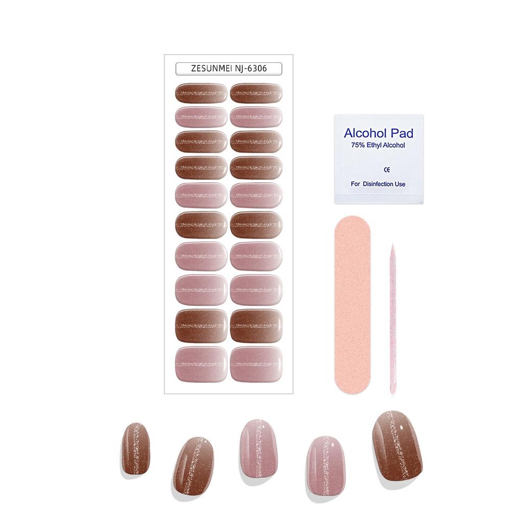Solid Color Cat Eye UV Gel Nail Stickers: Waterproof, Long-Lasting, Light-Curing, Semi-Cured Nail Art.