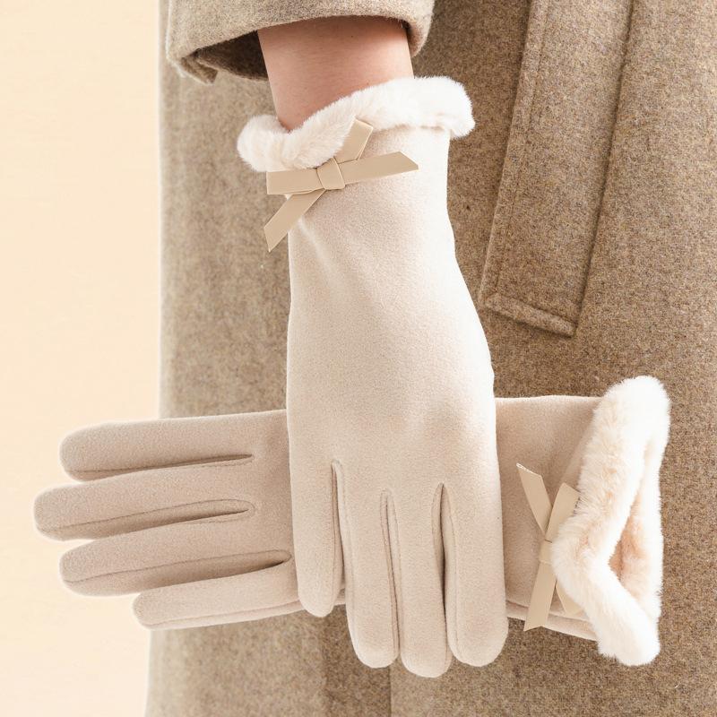 Women's Winter Thick Plush Gloves Fashion Warm Suede Imitation Cashmere Outdoor Guantes Lady Touchscreen Driving Mittens