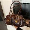 Vintage Motorcycle Bag, Women's Handbag, New Large Capacity Commuting Armpit Bag, Single Shoulder Boston Bag