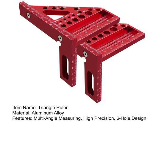 1/2Pcs 3D Aluminum Alloy Triangle Ruler with Drill Guide Holes Protractor Ruler 45/90 Multi