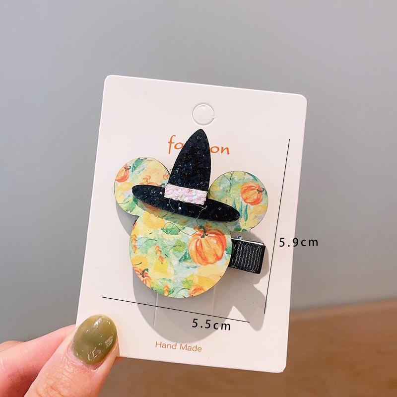 Halloween Children's Hair Accessories, Pumpkin Ghost, Funny Handmade Hair Clips, Black Bat Bow, Girl Party Hair Clips