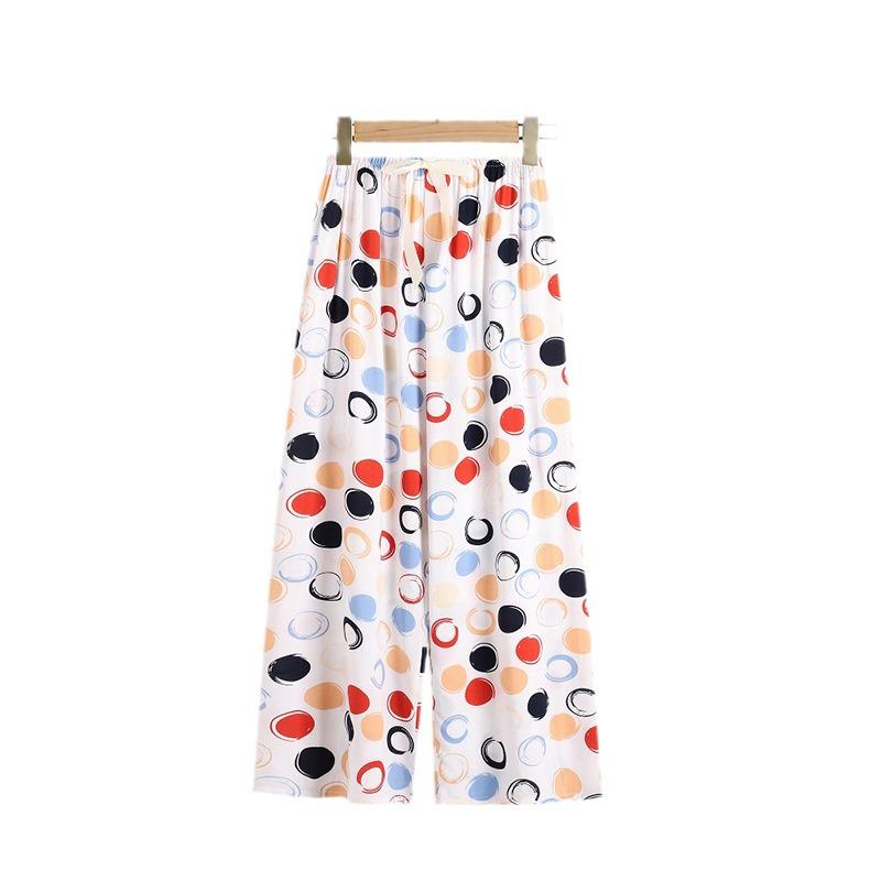 Women's Breathable Cotton and Silk Wide-Leg Pajama Pants for Casual Summer or Home Wear