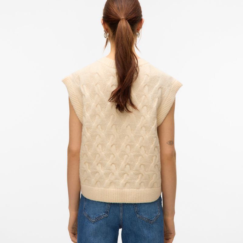 Pull col v maille torsadée vmpiper Femme VERO MODA