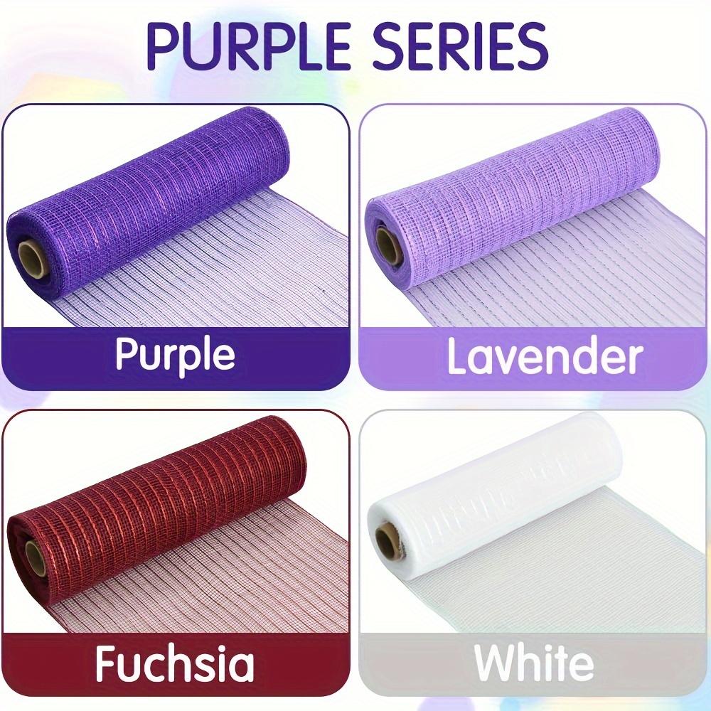 4 Stück Lavendel & Lila Violett Dekorative Netzbandrollen, 10" breit - Ideal für Kränze, Bastelarbeiten & Feiertagsdekorationen (Jeweils 30 Fuß, insgesamt 120 Fuß)