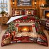 Christmas 3Pcs Bedding Set 1 Bed Sheet 2 Pillowcases Printed Bedroom Bedding Holiday Gift