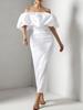 Elegant European Style One-Shoulder Long White Bodycon Dress for Women