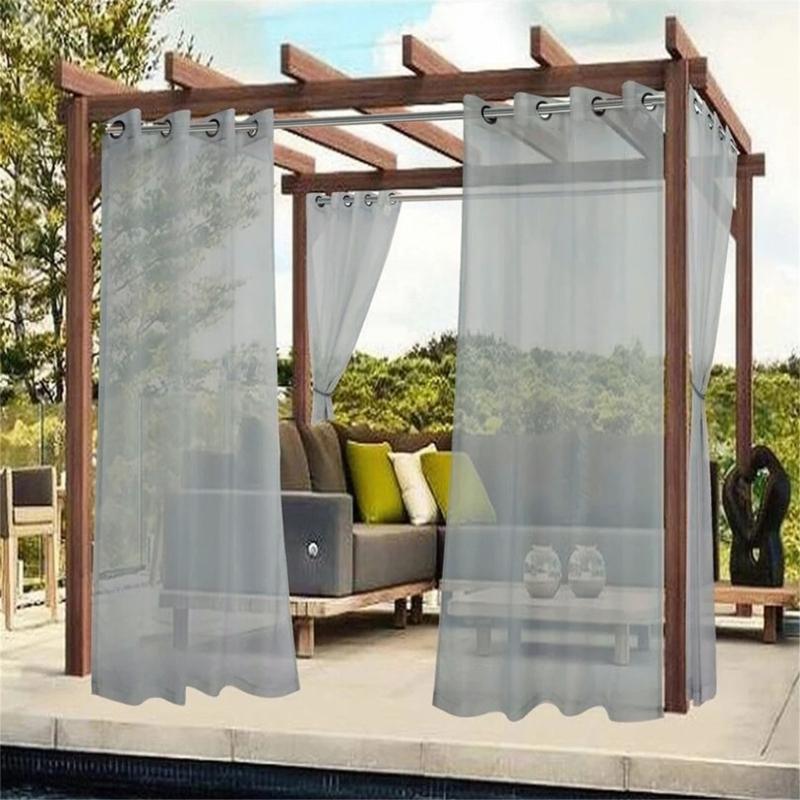 Outdoor Transparents Curtains Weatherproofs Eyelet Voile Curtains for Patioes Gazeboes