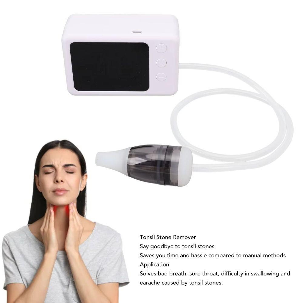 LCD Digital Display Tonsil Stone Vacuum Removal Kit 3 Suction Nozzles Throat Suction Tube  For Oral