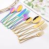 5Pcs Knife Fork Spoon Flatware Set Rainbow Hollowed Out Handle Dinnerware Set Stainless Steel Western Food Suit Silverware Set