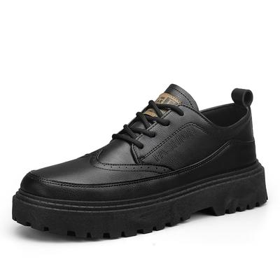 New Fashion Leather Casual Design Shoes Men Flats Platform Shoe Soft Sole Sports Sneakers Man Comfortable Lace Up Black Footwear