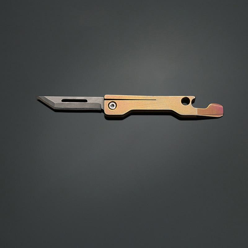 High Hardness Titanium Blade Mini Folding Knife Express Pocket Knives EDC Multipurpose Knife With Bottle Opener Screwdriver TooL