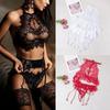 New Sexy Lingerie for Women Hot Erotic Bra+Thongs Garters Set Sleepwear Exotic Underwear Set Transparent Sexy Lace Babydoll