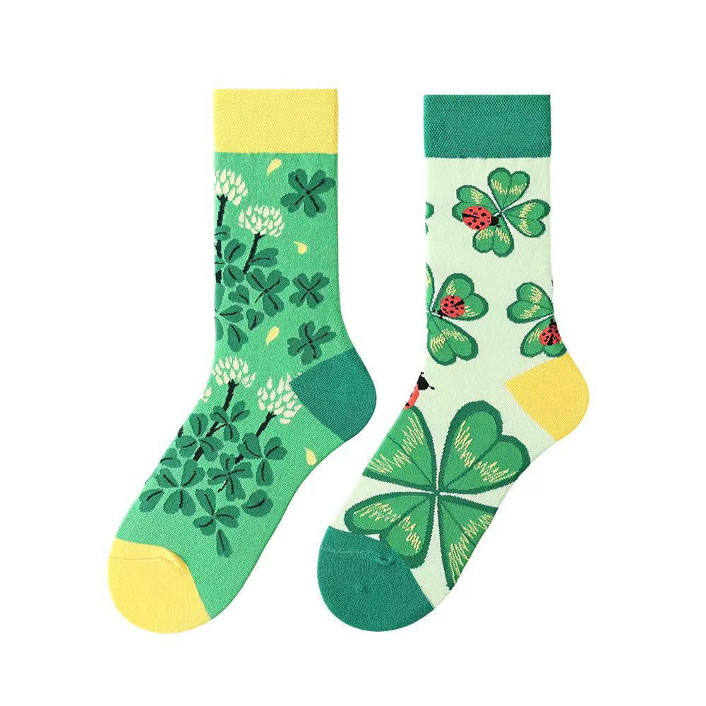 Original Asymmetrische Cartoon Hip Hop Baumwollsocken für Paare - Wadenhoch Mandarinenente Stil für Damen und Herren