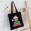 Christmas Printed Shoulder Bag Student Casual Handbag Large Capacity Canvas Bag