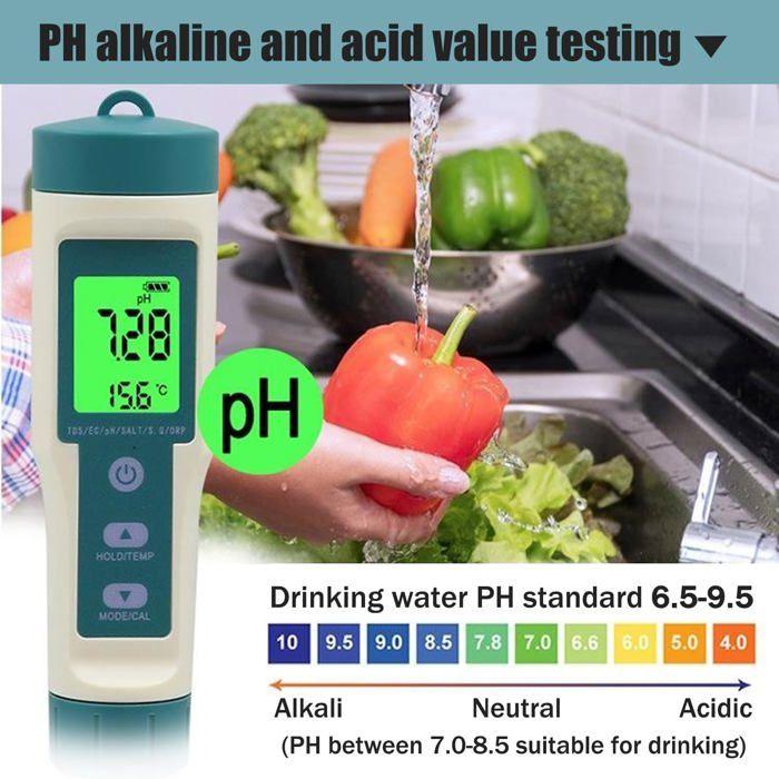 PH mètre électronique - AIMOONSA - 8 en 1 - PH/TDS/EC/ORP - Température & Salinité