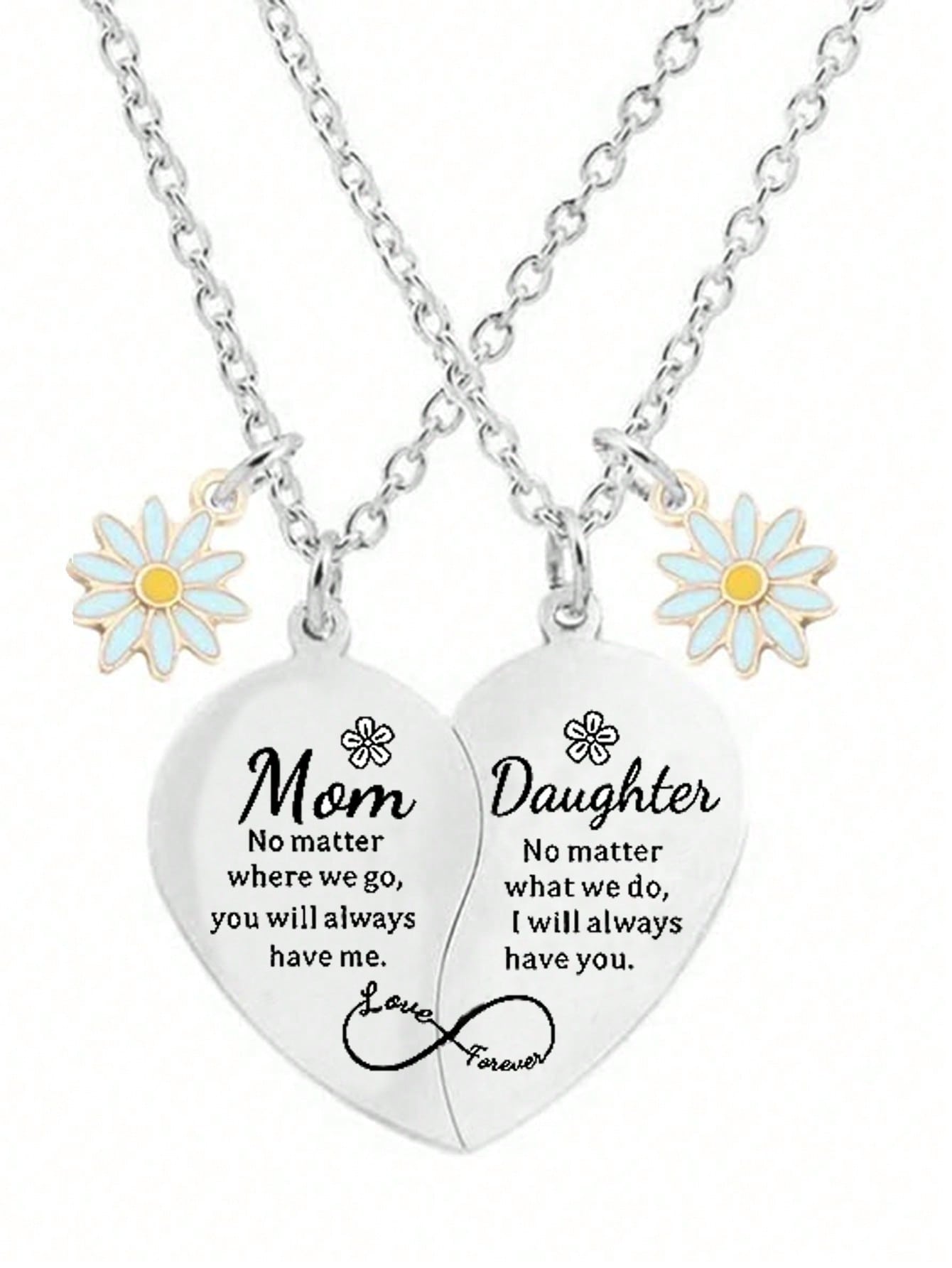 

suteyi 2pcs Mother s Day Love Spliced Mother Daughter Necklaces, Mother s Day Gift Jewelry one-size