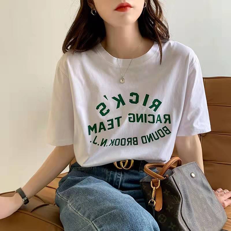Cotton Short-sleeved T-shirt Women's Loose Original Style New Letter Printing Student T-shirt Ins Women's Fashion