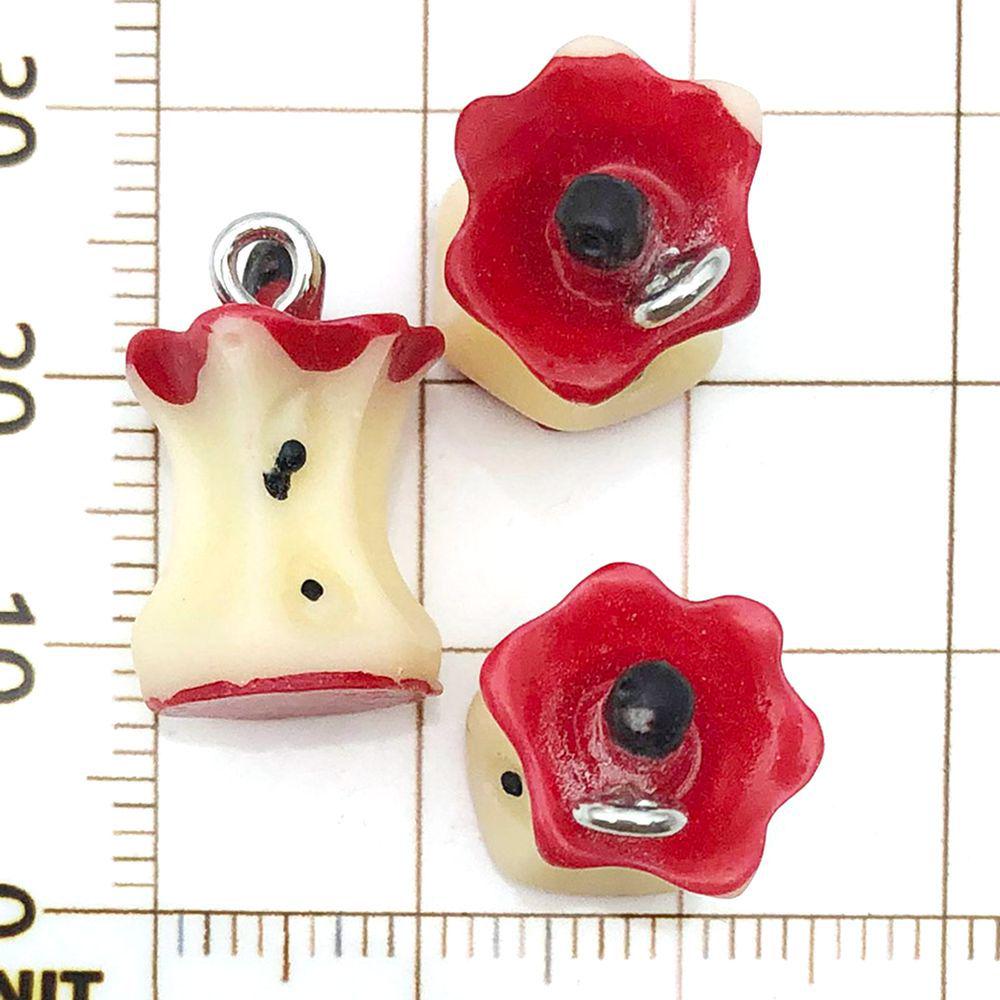 Set of 20 Red Resin 3D Fruit Charms: Strawberries and Apples for DIY Jewelry.