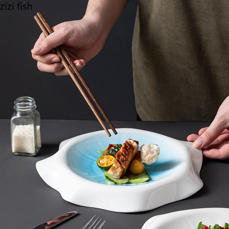 Irregular Ceramic Dining Plate Western Steak Plates Pasta Dish Dessert Bowl Sashimi Plates Sushi Plate Dim Sum Dish Fruit Bowl
