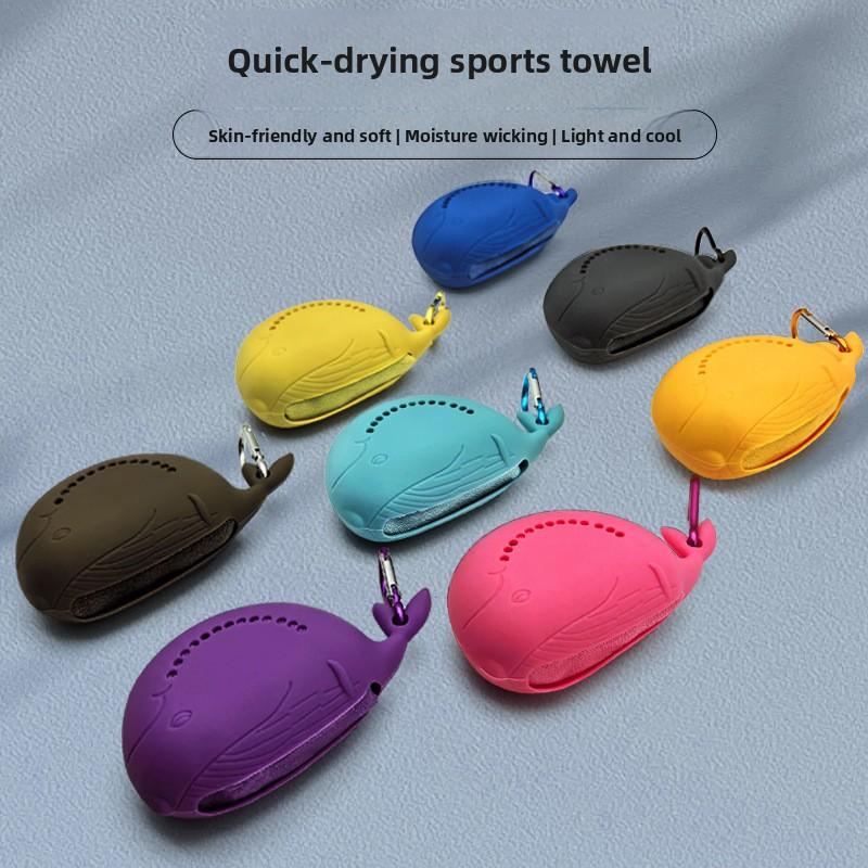 Silicone quick-dry towel portable storage case, cooling sports sweat towel, ultra-fine fiber breathable cool towel небесно-голубой