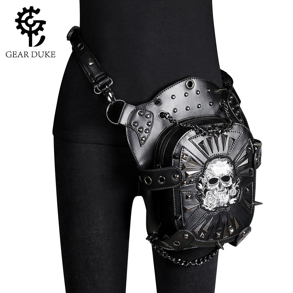 Borsa da Moto Punk Europea e Americana Teschio Monospalla da Donna Crossbody PU Borsa da Vita da Esterno