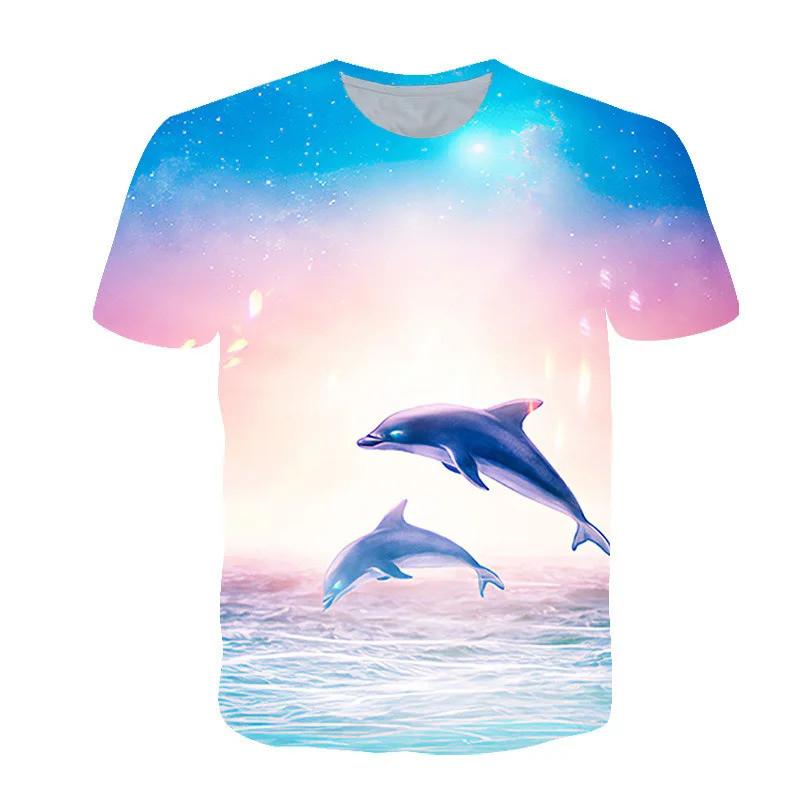 Kids 3D Dolphin Pattern Round Neck Short Sleeve T Shirt For School Outdoor Holiday Daily Casual Leisure Daily Wear