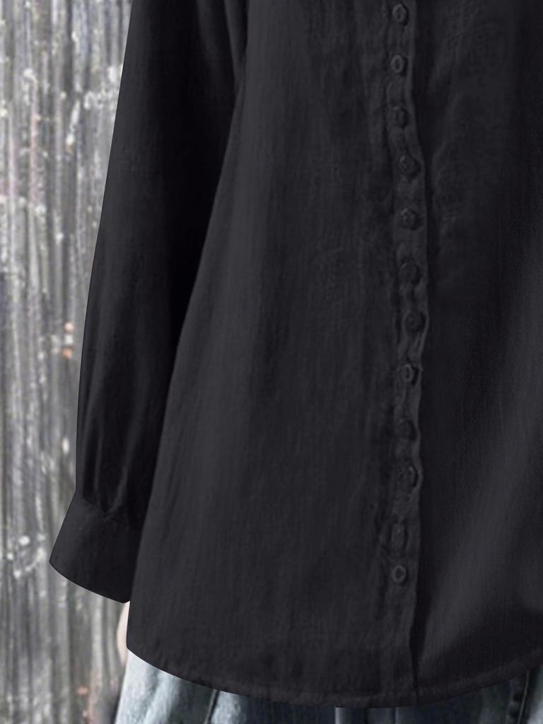 2025 Women's Elegant Pure Cotton Long-Sleeved Button-Up Top