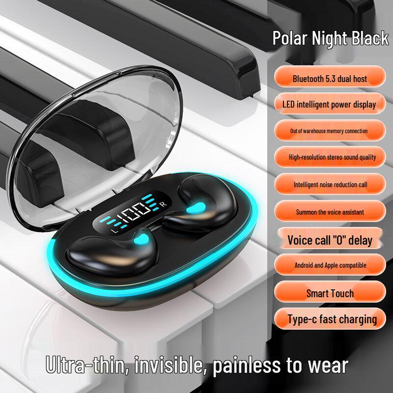 X55 Bone Conduction Sleep Earphones - Mini Noise Cancelling, Digital Display, Long Battery Life, Macaron Bluetooth