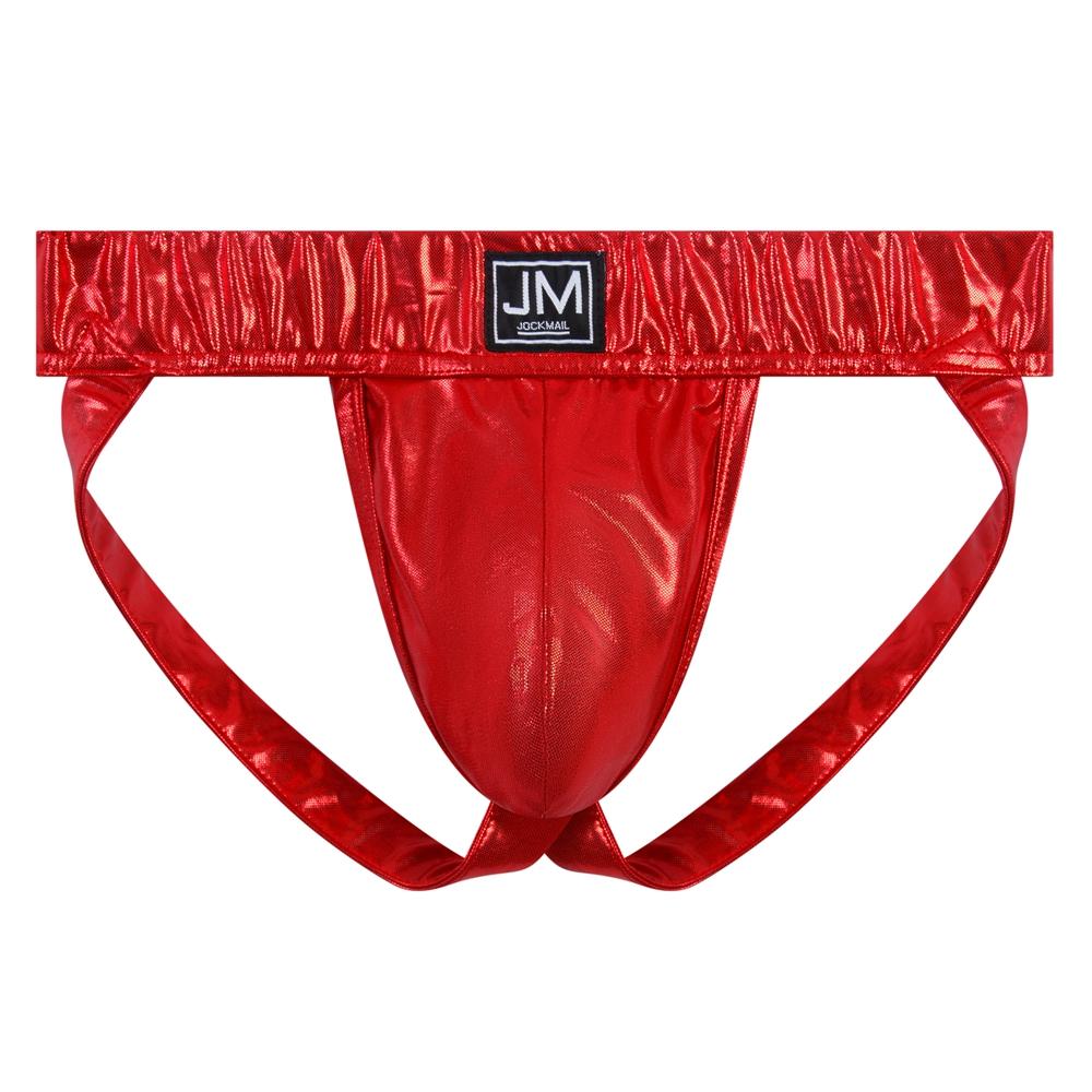 Jockstraps JOCKMAIL Fashion Low Waist Sexy Men's Underwear Gradient Colored Faux Leather Material Fabric Underpants