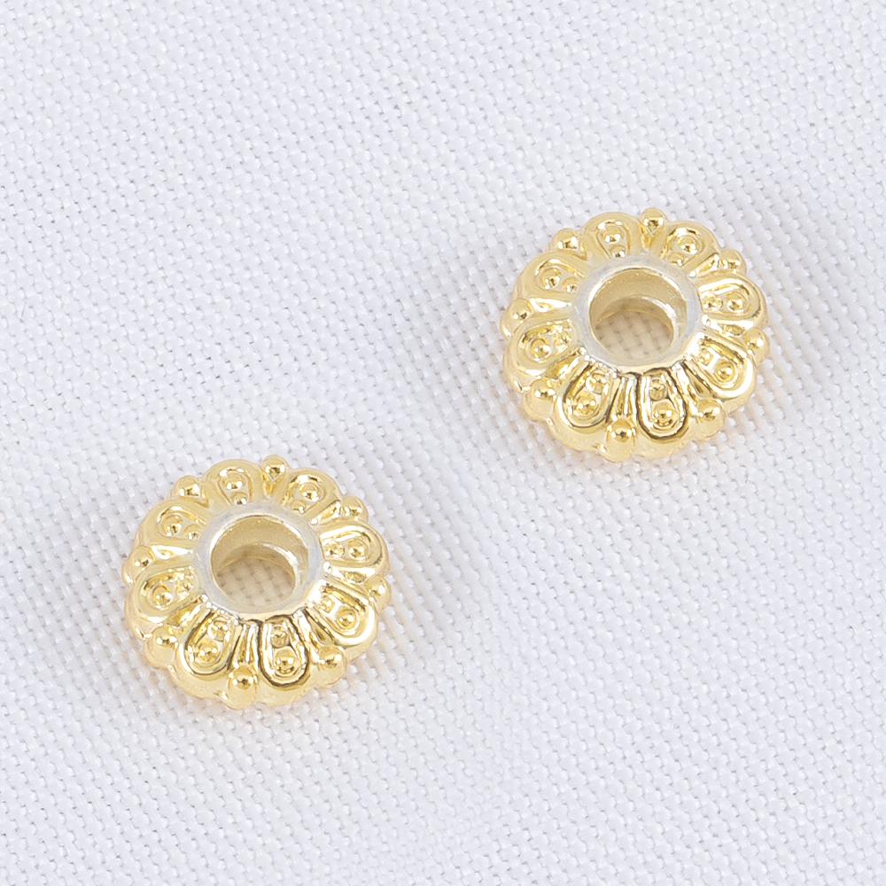 10Pcs 2*6mm Silver Color Plated Copper Alloy Flat Spacer Beads Daisy Pattern for DIY Bracelet Necklace Jewelry Making Accessorie