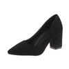 Women Pointed Toe Pumps Fashion Gray High Heels Flock Leather Black Party Shoes
