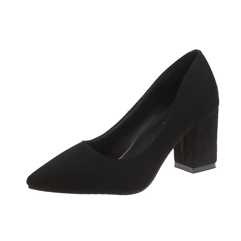 Women Pointed Toe Pumps Fashion Gray High Heels Flock Leather Black Party Shoes