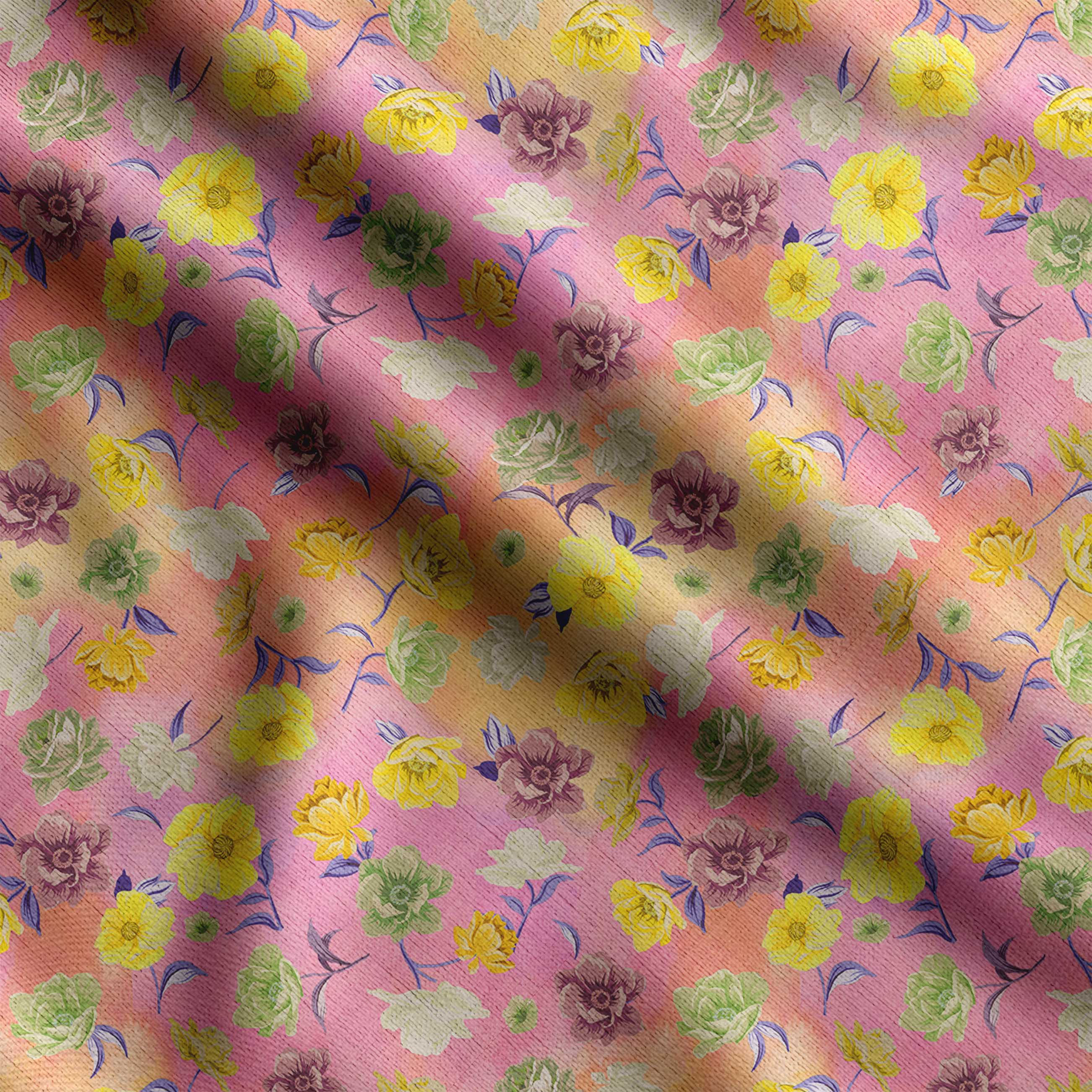 

Soimoi Florals Print, бавовняний кембрик, стьобальна тканина, продана The Yard шириною 42 дюйми, бавовняна тканина середньої щільності, 42 Inch Wide - Cotton Cambric жовтий