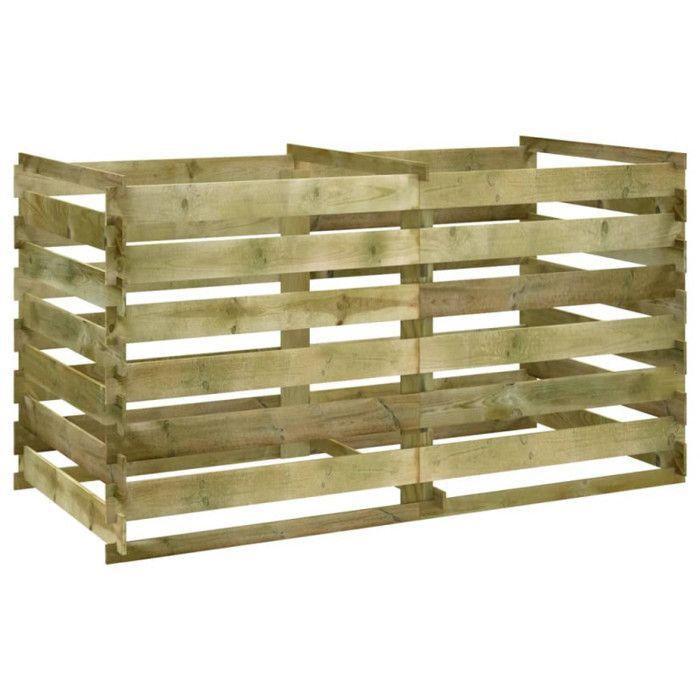 Bac de compostage - vidaXL - 180x90x90 cm - Bois de pin imprégné - Résistant à la pourriture - Montage facile