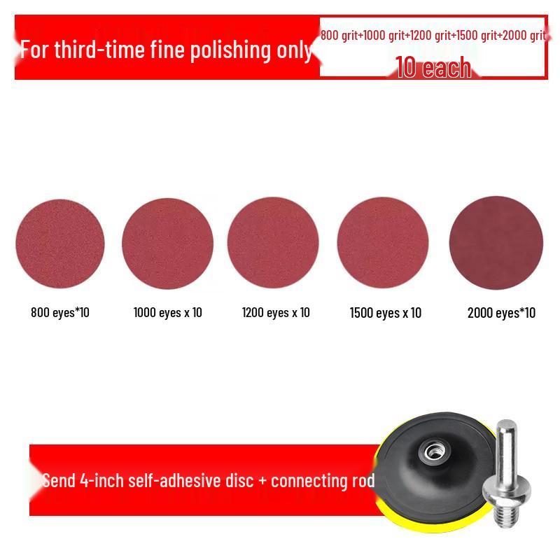 4" Sandpaper Flocking Woodworking Polisher with Self-Adhesive Hook & Loop Angle Grinder Sanding Discs