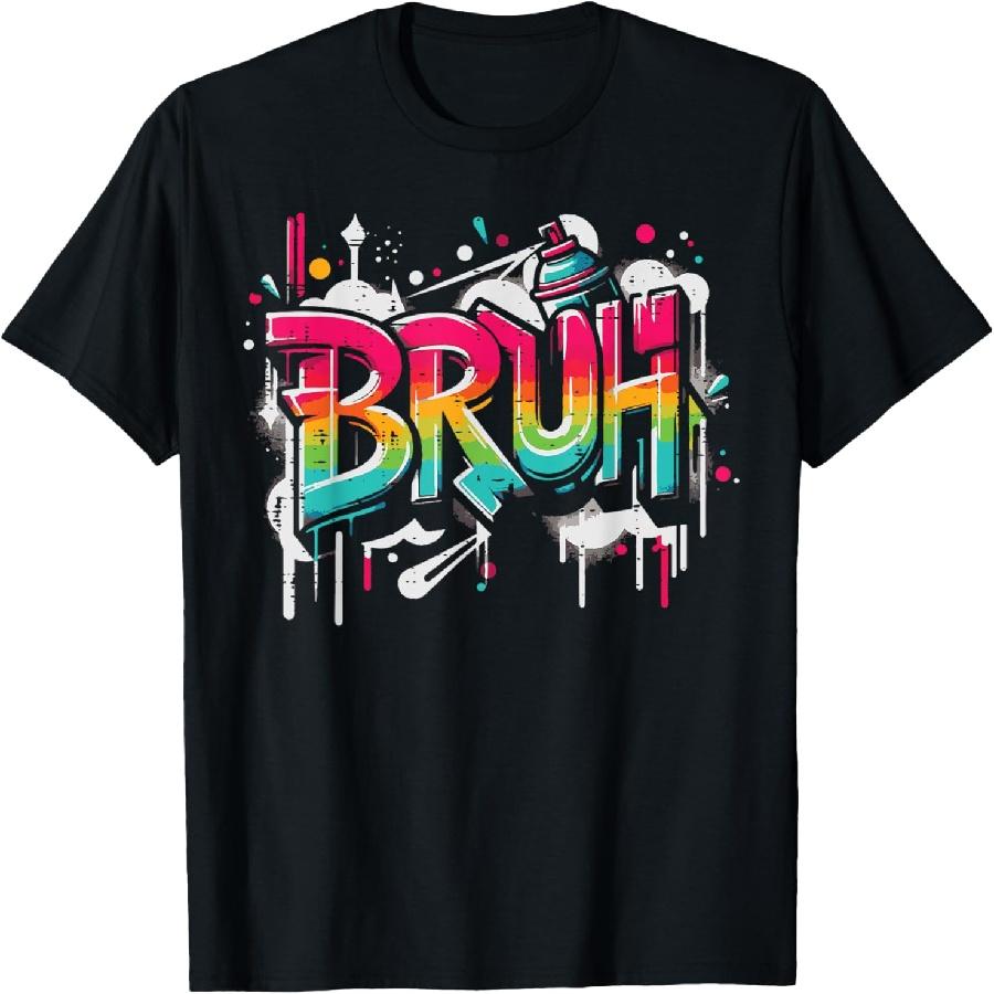 Bruh Graffiti Funny Saying Street Art Meme Men Boys Kids T-Shirt S