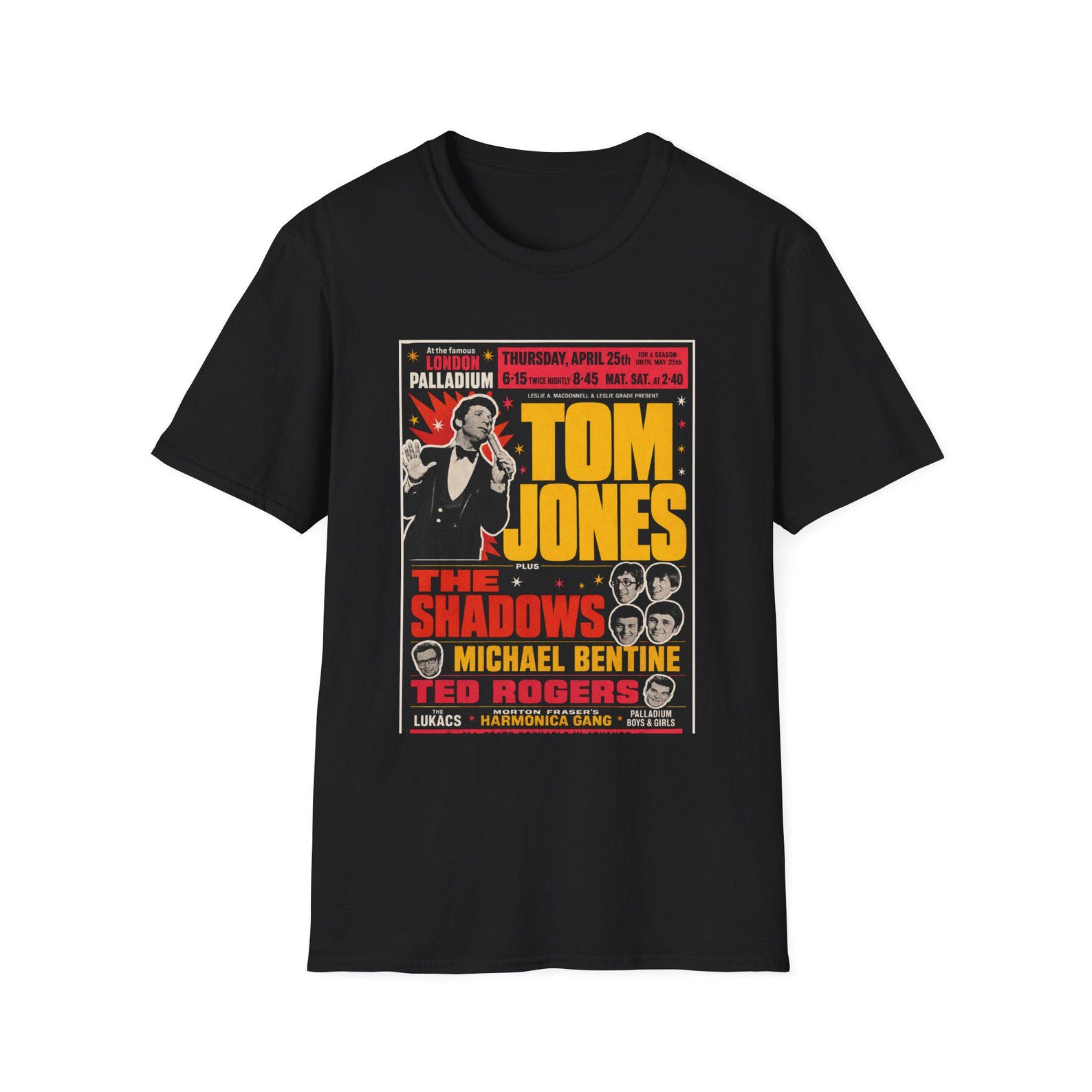 Tom Jones Vintage fan fiction Concert Poster T-Shirt | Retro Music Tee S