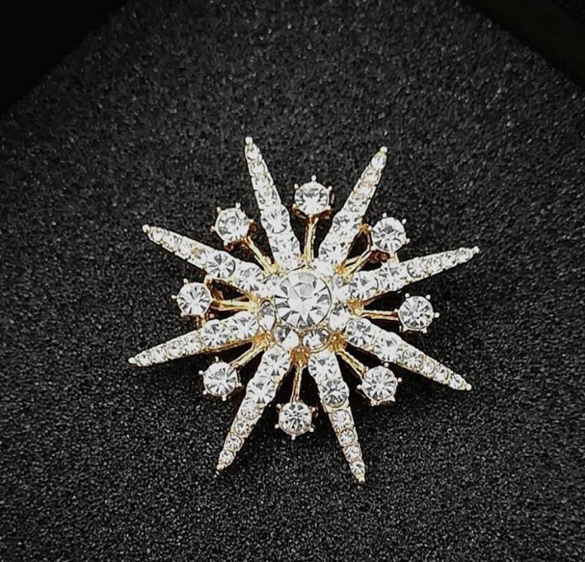 Fashionable North Star Snowflake Zircon Brooch, Women's Anti-Exposed Pin, Fixed Clothes Metal Buttons, Wedding Party Gifts