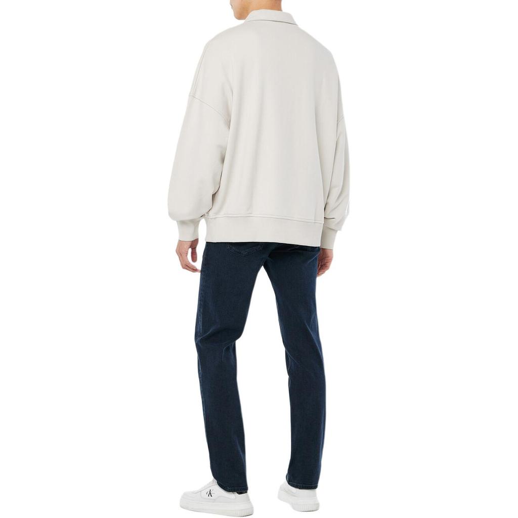 Calvin Klein Loose Casual Comfortable Solid Color Long Sleeve Sweatshirt Men tops Ivory J327037-PDH
