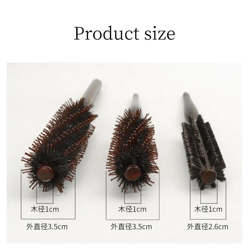 3 Types Straight Twill Hair Comb Natural Boar Bristle Rolling Brush Round Barrel Blowing Curling DIY Hairdressing Styling Tool