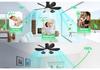 E27 Crystal Ceiling Fan Light with Remote Control - LED Six-Blade for Bedrooms