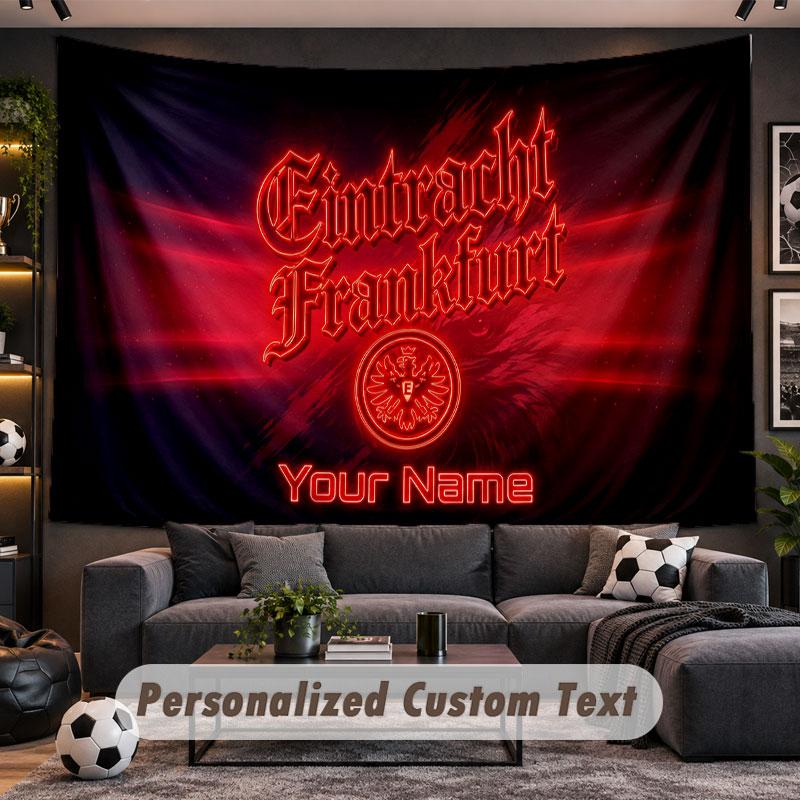 Wall Hanging Tapestry Custom NameEintracht Frankfurt Pattern Personalized Printed Fabric Wall Decor
