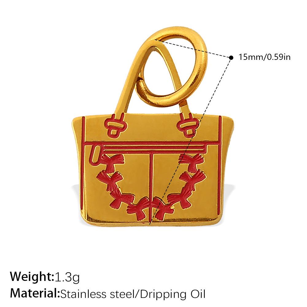 European and American Versatile Creative Color Bag Pendant, Stainless Steel Dripping Oil DIY Bracelet Necklace Accessories