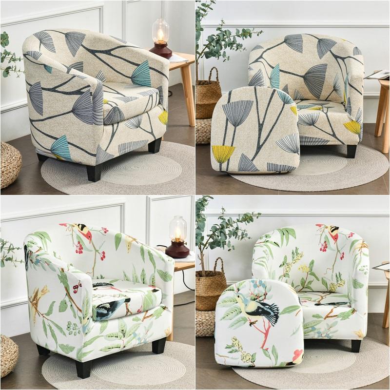 Split Style Tub Club Armchair Sofa Cover Stretch Spandex Club Sofa Slipcover with Seat Cushion Covers Sofa Covers Living Room