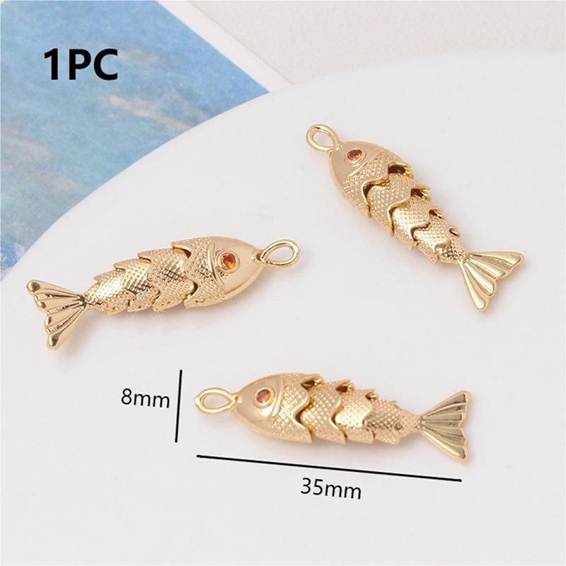 Metallanhänger im chinesischen Stil in Fischform mit rotem Zirkonia-Pavé für DIY-Halskette, Armband, Ohrringe, Schmuckherstellungszubehör